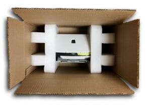 packing a printer in a moving box